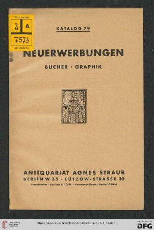 Nr. 79: Katalog: Neuerwerbungen : Bücher, Graphik