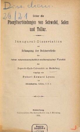 Ueber die Phenylverbindungen von Schwefel, Selen und Tellur