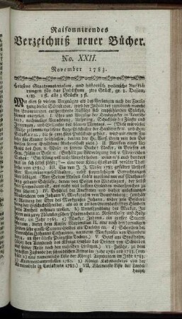 No. XXII. November 1783.