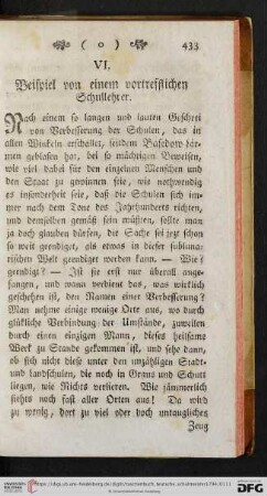 VI. Beispiel von einem vortrefflichen Schullehrer