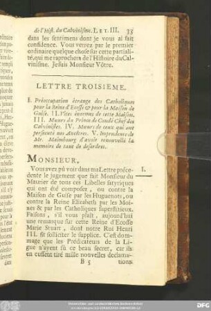 Lettre Troisieme.
