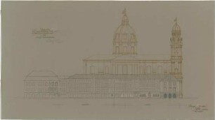Gsaenger, Gustav; München, Theatinerstr.; Bayerisches Kultusministerium, Erweiterung - Vorprojekt Erweiterungsbau, Salvatorstr. (Ansicht)
