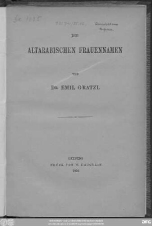 Die altarabischen Frauennamen