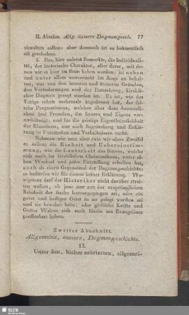 Zweiter Abschnitt. Allgemeine, äussere, Dogmengeschichte