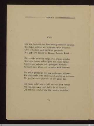 Sonette: Von der Liebe die Freundschaft heisst XVIII : [SW XV: keine Sigle]; [SW XV, S. 72/145] / Albert Verwey