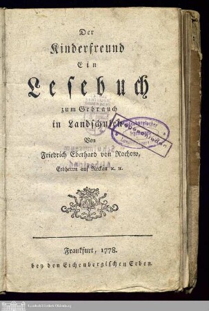 [Theil 1]: Der Kinderfreund : Ein Lesebuch zum Gebrauch in Landschulen