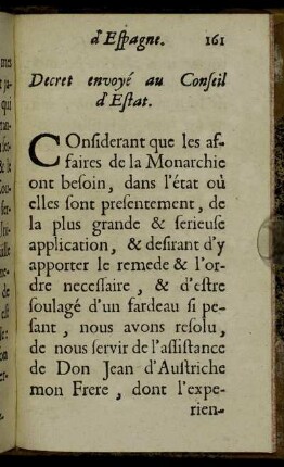 Decret envoyé au Conseil d'Estat