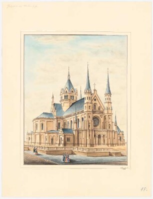 Kathedrale am Victoria-Square, Adelaide: Perspektivische Ansicht der Eingangsseite