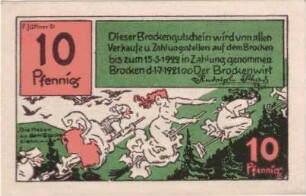 Brockenschein - Notgeld der Verkaufs- und Zahlstellen auf dem Brocken im Harz