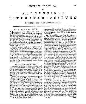 Wendeborn, G. F. A.: Der Zustand des Staats, der Religion, der Gelehrsamkeit und der Kunst in Grosbritannien gegen das Ende des achtzehnten Jahrhunderts. Bd. 3. Berlin: Spener 1785