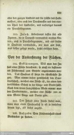 Von der Ausrechnung der Flächen