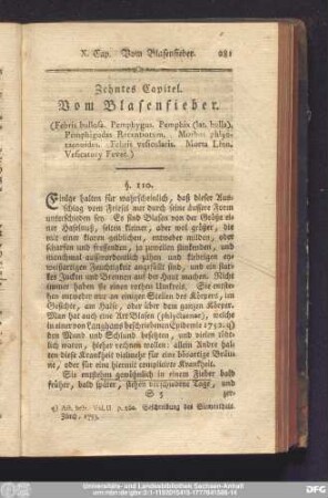 Zehntes Capitel. Vom Blasenfieber.