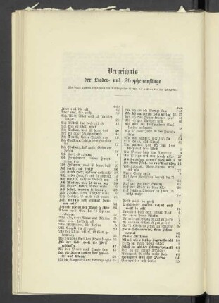 Verzeichnis der Lieder- und Strophenanfänge