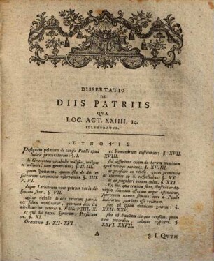Dissertatio De Vetervm Diis Patriis : Qva Loc. Act. XXIIII. 14. Illvstratvr