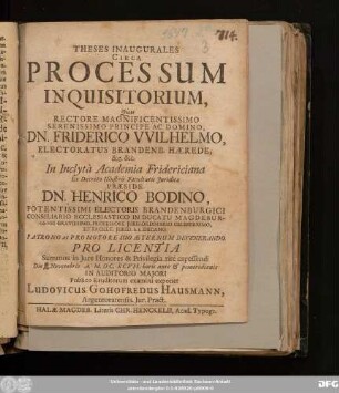 Theses Inaugurales Circa Processum Inquisitorium