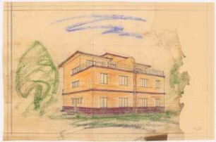Projekt Doppelwohnhaus oder Wohnhaustyp Karlsbader Straße, Berlin-Grunewald: Perspektivische Ansicht