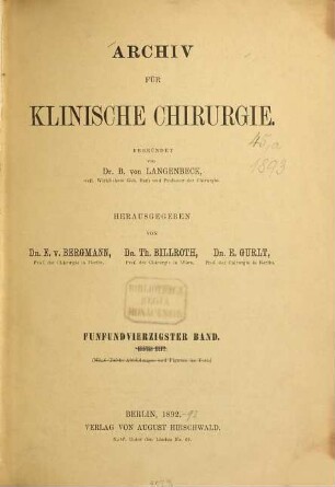 Archiv für klinische Chirurgie. 45. 1893, a