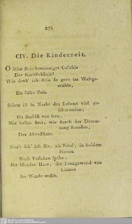 CIV. Die Kinderzeit