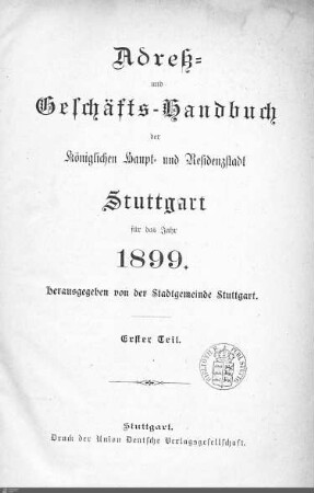 1899: Stuttgarter Adressbücher, 1899