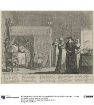 Das Gleichnis vom reichen Mann und vom armen Lazarus, Bl. 3: Tod des schlechten Reichen