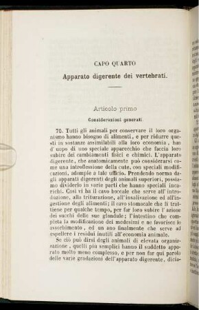 Capo Quarto. Apparato digerente dei vertebrati