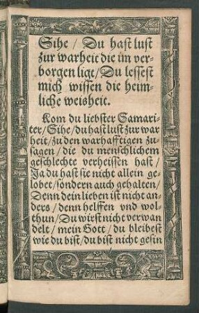 Sihe/ Du hast lust zur warheit ...
