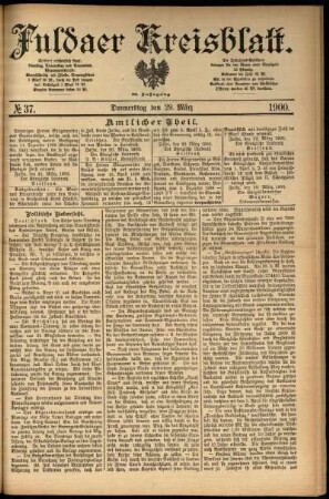 Erste Ausgabe vom Donnerstag, den 29. März 1900.