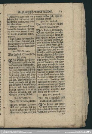 Der XV. Articul. Von der Kirchen-Zucht und Mittel-Dingen