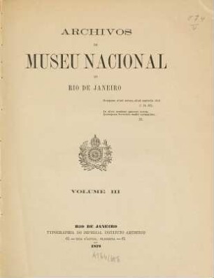 Arquivos do Museu Nacional. 3, 3. 1878