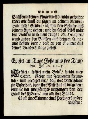 Epistel am am Tage Johannis des Täufers.