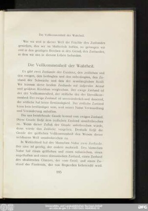Die Vollkommenheit der Wahrheit.