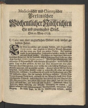 Ein und zwantzigstes Stück