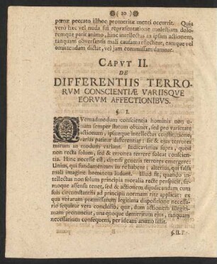 Caput II. De Differentiis Terrorum Conscientiae Variisque Eorum Affectionibus.