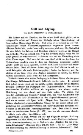 Stoff und Zögling