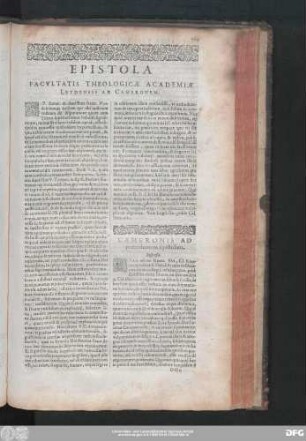 Epistola Facultatis Theologicae Academiae Leydensis Ad Cameronem.