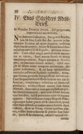 IV. Elias Schröders Adels-Brieff.