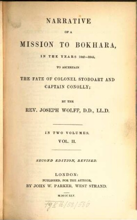 Narrative of a mission to Bokhara, in the years 1843 - 1845, to ascertain the fate of colonel Stoddart and captain Conolly : In Two volumes. 2
