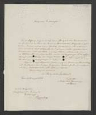 Brief von Mutius von Tommasini an Regensburgische Botanische Gesellschaft