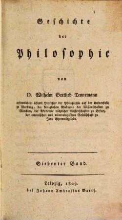 Geschichte der Philosophie, Siebenter Band