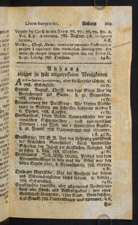 269-270, Anhang einiger zu spät eingetroffenen Neuigkeiten