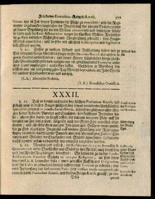 XXXII. Friedens-Executions-Haupt-Recess