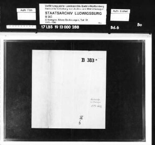 Kastnerrechnungen (Fruchtrechnungen) 1) des Kastners zu Ellwangen Hans Linder vom 22.7. (Magdalena) 1397 - 12.3. (Gregorii) 1400, 2) des Kastners Kunzt Pfister vom 13.3. 1400 - 29.8. (decollatio Johannis) 1402