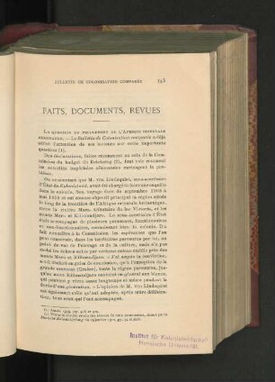 faits, documents, revues