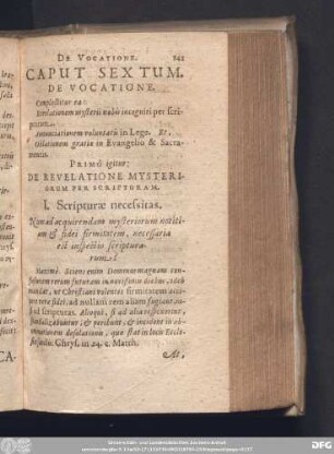 Caput Sextum. De Vocatione.