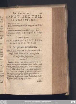 Caput Sextum. De Vocatione.
