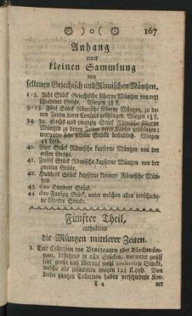 Anhang einer kleinen Sammlung von seltenen Griechisch und Römischen Müntzen