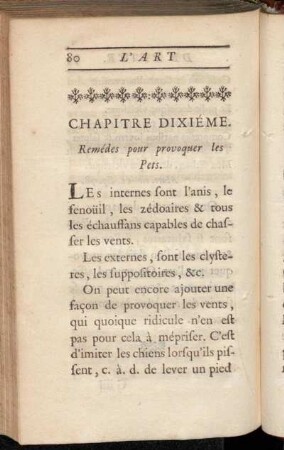 Chapitre Dixiéme. Remédes pour provoquer les Pets.