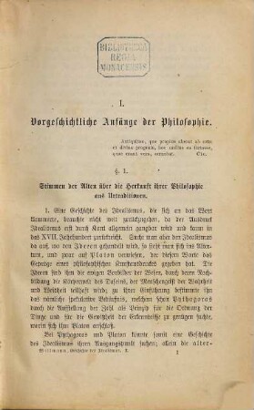 Geschichte des Idealismus : in drei Bänden, 1. Vorgeschichte und Geschichte des antiken Idealismus