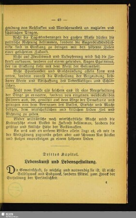 Drittes Kapitel. Lebenskunst und Lebensgestaltung