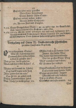 Trostgesang auff Herrn M. Heustrews recht Christlichen hertzlieben Haußfrawen Begräbnüß.